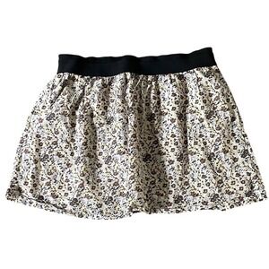 Old Navy Floral Mini Skirt Ditsy Flower Elastic Brown Purple Cream Womens M